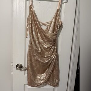 Le Chateau Gold Sequin Backless Dress